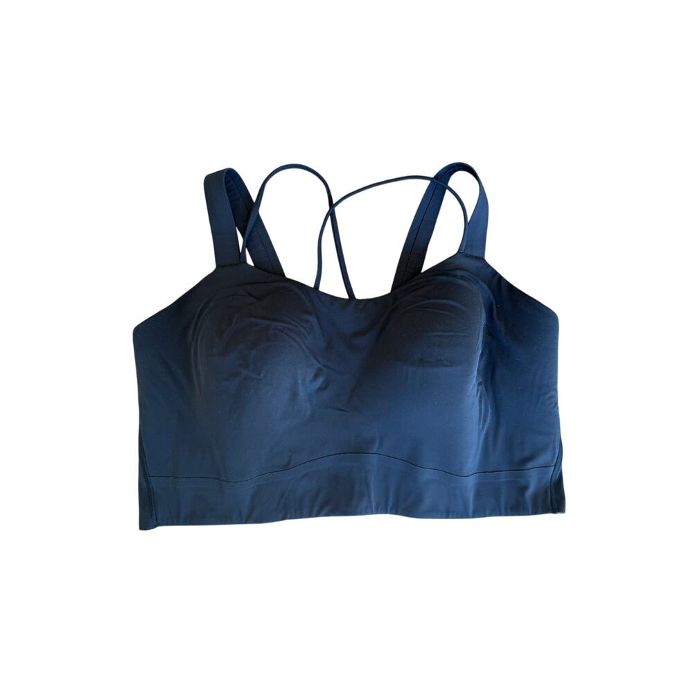 Lululemon Like a Cloud Longline Bra Black Size 14 D/DD Strappy Crossback Gym